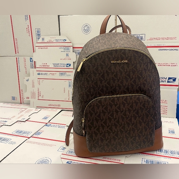 $358 Michael Kors CONNIE LG MF Backpack Handbag Brown Designer MK Bag NEW - Picture 6 of 10